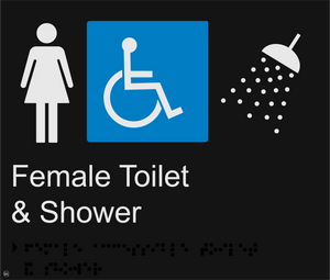 Female Disabled Toilet & Shower - Braille and Tactile Sign