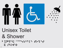 Load image into Gallery viewer, Unisex Disabled Toilet &amp; Shower - Braille and Tactile Sign