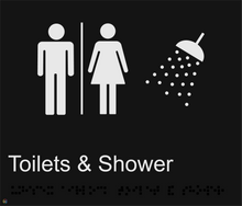 Load image into Gallery viewer, Male Female Toilets &amp; Shower - Braille and Tactile Sign