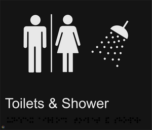 Male Female Toilets & Shower - Braille and Tactile Sign