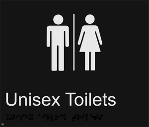 Unisex Toilets - Braille and Tactile Sign