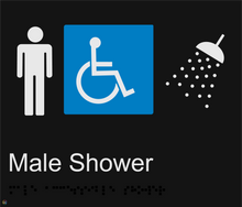 Load image into Gallery viewer, Male Disabled Shower - Braille and Tactile Sign