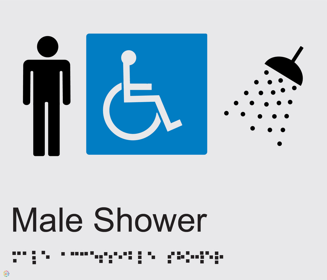 Male Disabled Shower - Braille and Tactile Sign