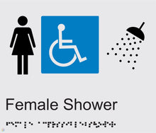 Load image into Gallery viewer, Female Disabled Shower - Braille and Tactile Sign