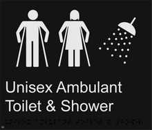 Load image into Gallery viewer, Unisex Ambulant Toilet &amp; Shower - Braille and Tactile Sign