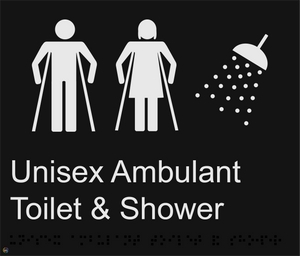 Unisex Ambulant Toilet & Shower - Braille and Tactile Sign