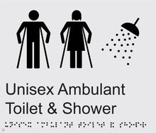 Load image into Gallery viewer, Unisex Ambulant Toilet &amp; Shower - Braille and Tactile Sign