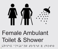 Female Ambulant Toilet & Shower - Braille and Tactile Sign