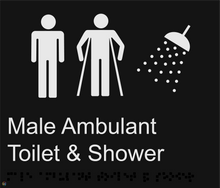 Load image into Gallery viewer, Male Ambulant Toilet &amp; Shower - Braille and Tactile Sign