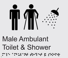Load image into Gallery viewer, Male Ambulant Toilet &amp; Shower - Braille and Tactile Sign