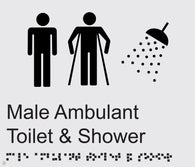 Male Ambulant Toilet & Shower - Braille and Tactile Sign