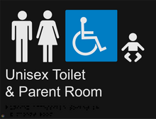 Load image into Gallery viewer, Unisex Toilet &amp; Parent Room - Braille and Tactile Sign