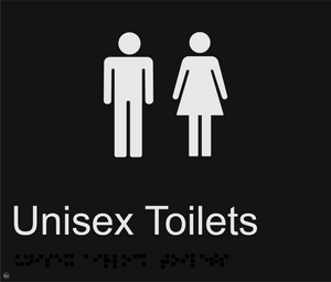 Unisex Toilets - Braille and Tactile Sign