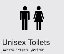 Load image into Gallery viewer, Unisex Toilets - Braille and Tactile Sign