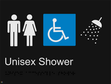 Load image into Gallery viewer, Unisex Disabled Shower - Braille and Tactile Sign