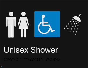 Unisex Disabled Shower - Braille and Tactile Sign