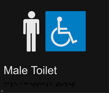 Load image into Gallery viewer, Male Accessible Toilet - Braille and Tactile Sign