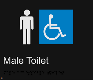 Male Accessible Toilet - Braille and Tactile Sign