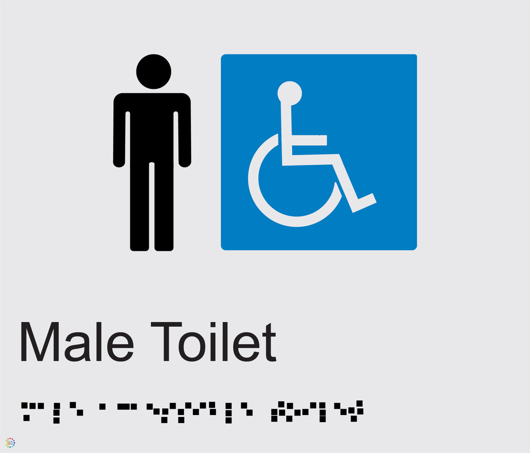 Male Accessible Toilet - Braille and Tactile Sign