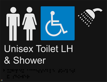 Load image into Gallery viewer, Unisex Disable Shower LH - Braille and Tactile Sign