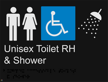 Load image into Gallery viewer, Unisex Disable Shower RH - Braille and Tactile Sign