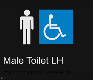 Male Accessible Toilet LH - Braille and Tactile Sign