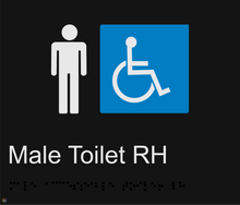 Load image into Gallery viewer, Male Accessible Toilet RH - Braille and Tactile Sign
