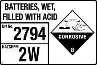Batteries, Wet, Filled With Acid Signage