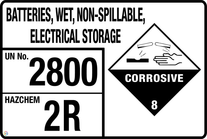 Batteries, Wet, Non-Spillable Electrical Storage Signage | K2K Signs ...