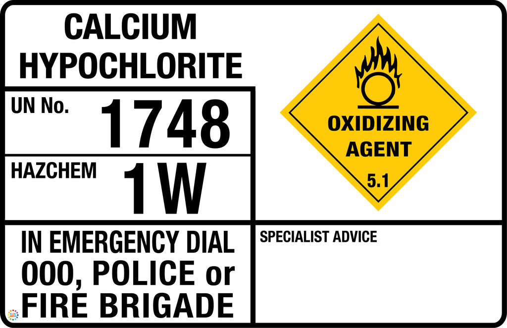Calcium Hypochlorite Sign | K2K Signs Australia