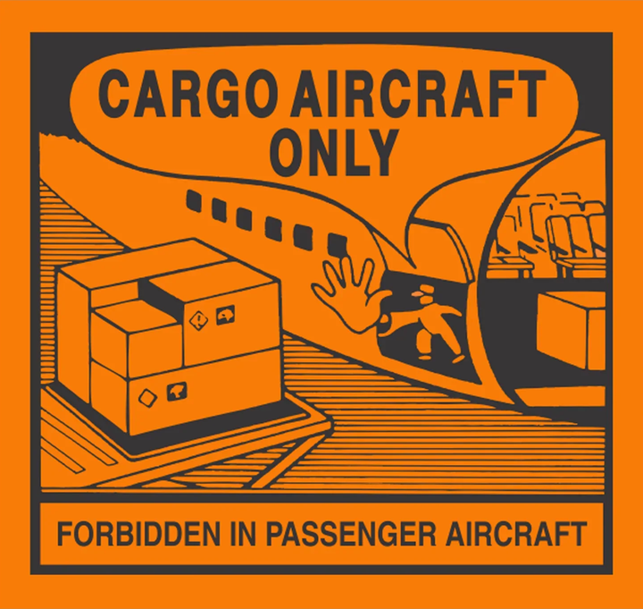 Cargo Aircraft Only Labels - 120mm (W) x 110mm (H) Label Roll