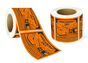Cargo Aircraft Only Labels - 120mm (W) x 110mm (H) Label Roll