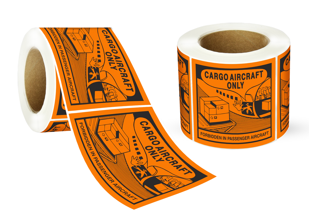 Cargo Aircraft Only Labels - 120mm (W) x 110mm (H) Label Roll