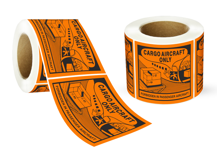 Cargo Aircraft Only Labels - 120mm (W) x 110mm (H) Label Roll