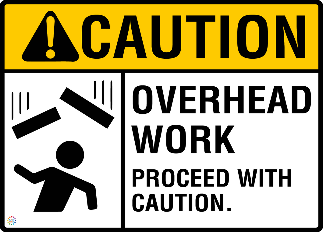 Working Sign Card Caution – Overhead Work Proceed With Caution Sign | Site Safety Sign ...