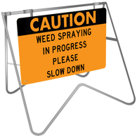 Caution Weed Spraying In Progress Please Slow Down - Swing Stand & Sign