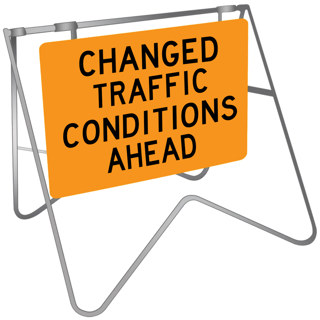 Contions Sign Changed Traffic Conditions Ahead - Swing Stand & Sign | K2K Signs Australia
