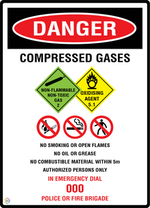 Danger - Compressed Gases Sign