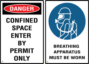 Danger - Confined Space Enter By Permit Only - Breathing Apparatus Must Be Worn Sign