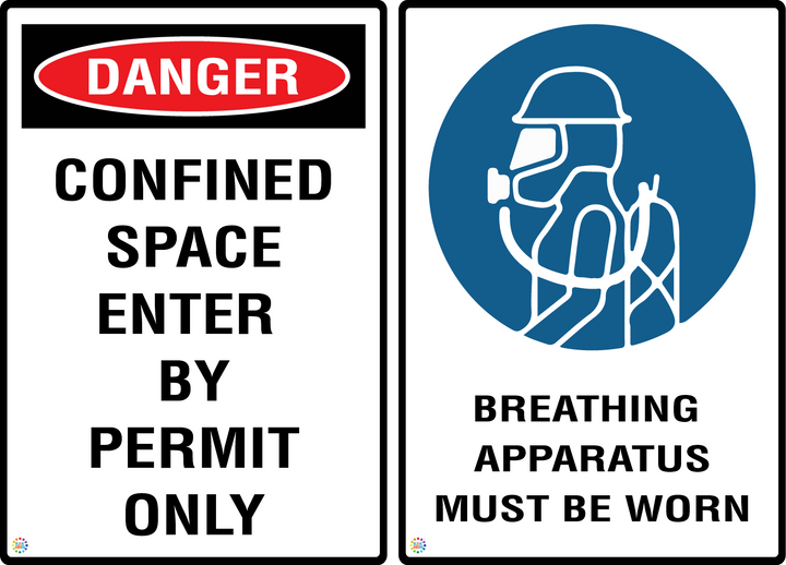 Danger - Confined Space Enter By Permit Only - Breathing Apparatus Must Be Worn Sign