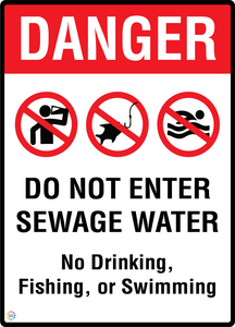 Danger - Do Not Enter Sewage Water Sign