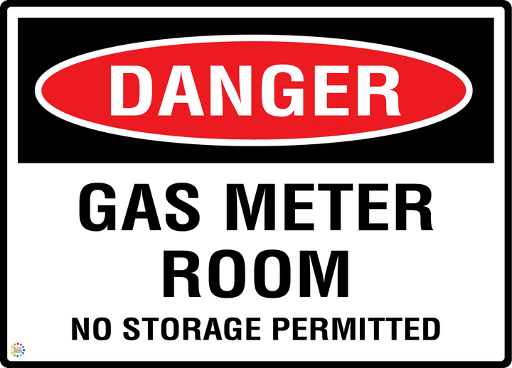 Danger - Gas Meter Room - No Storage Permitted Sign