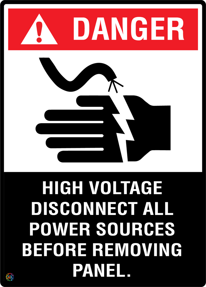 Danger - High Voltage - Disconnect All Power Sources Before Removing Panel Sign