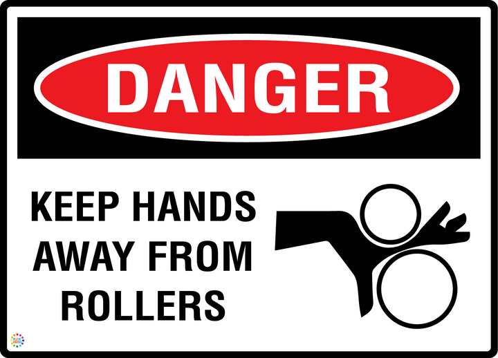 Danger - Keep Hands Away From Rollers Sign