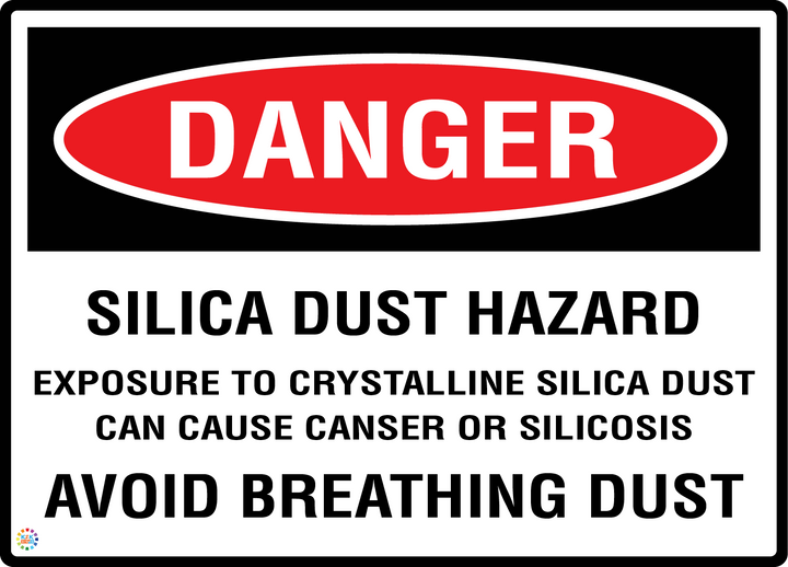 Danger - Silica Dust Hazard - Avoid Breathing Dust Sign