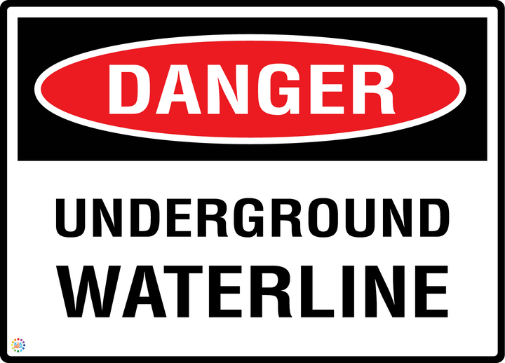 Danger - Underground Waterline Sign