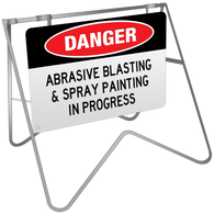 Danger Abrasive Blasting & Spray Painting In Progress - Swing Stand & Sign