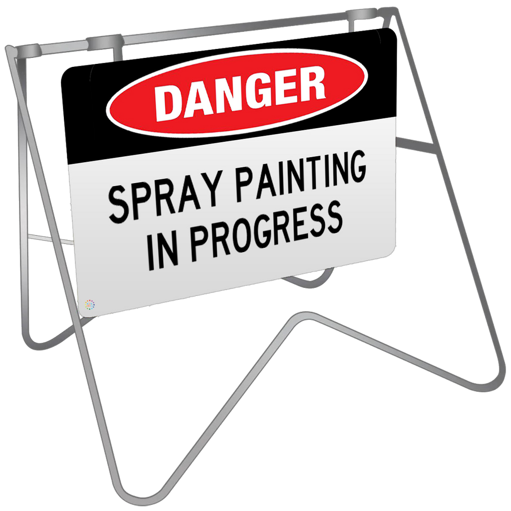 Danger Spray Painting In Progress Swing Stand Sign K2K Signs danger-spray-painting-in-progress-swing-stand-sign-k2k-signs