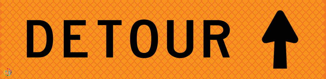 Detour (Straight Arrow) - Multi Message Temporary Road Traffic Sign