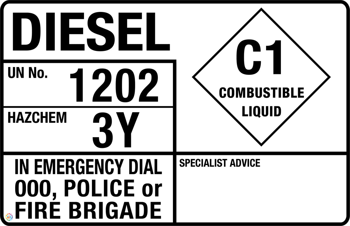 Diesel Combustible Liquid Sign | K2K Signs Australia
